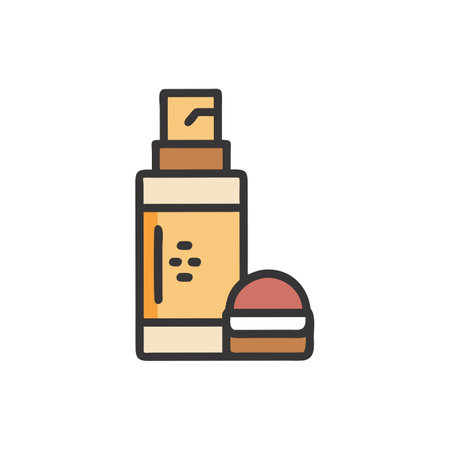 cosmetic bottle with cream and hamburger flat style icon vector illustration designのイラスト素材