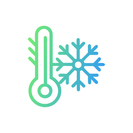 Thermometer and snowflake line icon. Vector illustration, flat design.のイラスト素材