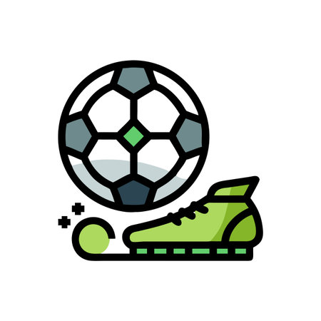 Soccer ball, shoes, ball flat color vector icon for apps and websitesのイラスト素材