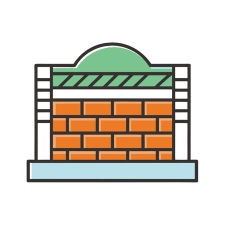 Brick fence icon vector isolated on white background for your web and mobile app design, Brick fence logo conceptのイラスト素材