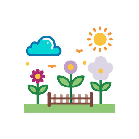 Flower garden flat color icon. Vector illustration on white background.のイラスト素材