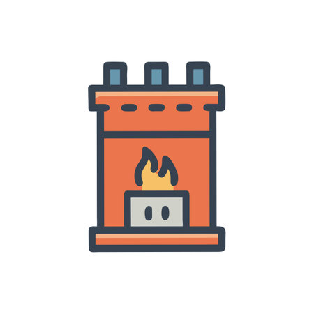 Fireplace icon in flat style. Vector illustration on white isolated background.のイラスト素材
