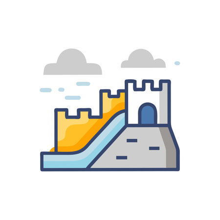 Sand castle flat color icon. Isolated vector illustration on white background.のイラスト素材