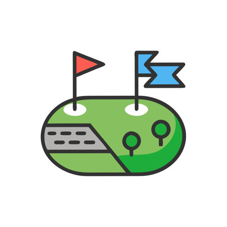 Golf course flat color icon. Vector illustration on white background.のイラスト素材