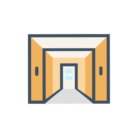 Door icon in flat style. Exit vector illustration on white isolated background. Door business concept.のイラスト素材