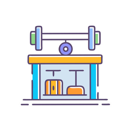 Gym and fitness center line icon. Gym and fitness equipment. Flat style vector illustration.のイラスト素材