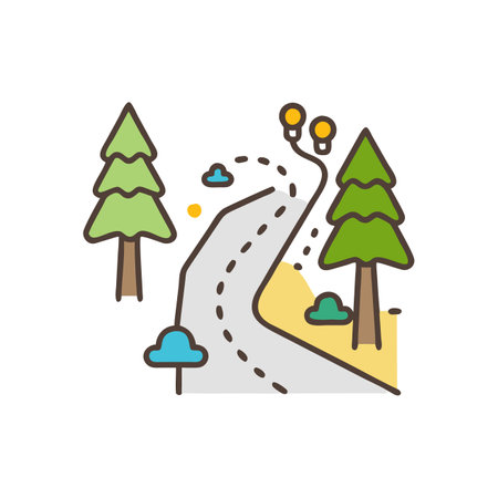 Road to the forest color line icon. Vector illustration on white background.のイラスト素材