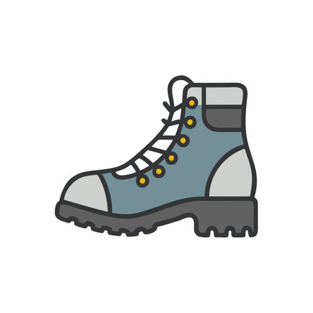 Pair of hiking boots in flat style. Vector illustration on white background.のイラスト素材