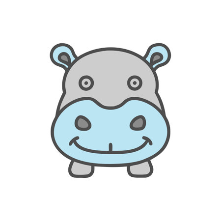 Hippo, Hippopotamus, animal, vector icon.のイラスト素材