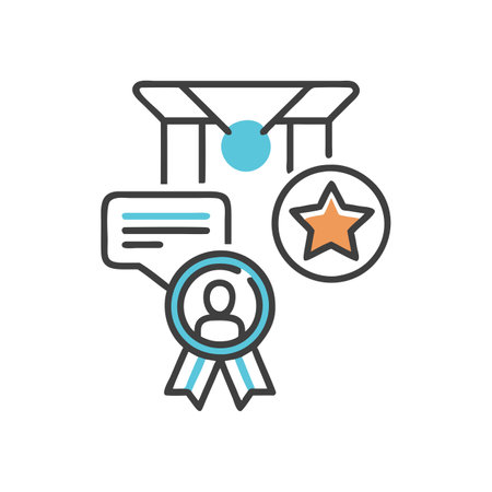Award, reward, achievement line icon. Vector illustration, flat design.のイラスト素材
