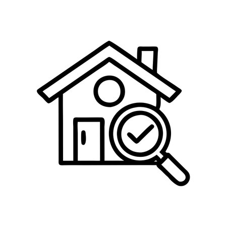 House search icon vector. A thin line sign. Isolated contour symbol illustrationのイラスト素材