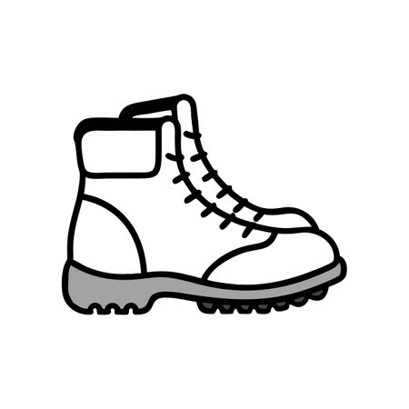 hiking boot icon over white background, line style, vector illustrationのイラスト素材