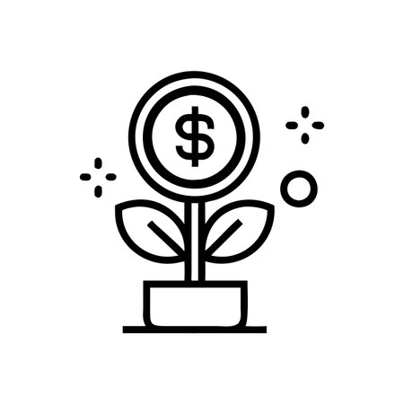 Money tree icon, concept illustration, outline symbol, vector sign, linear symbol.のイラスト素材
