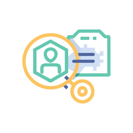Document and magnifier icon. Flat color design. Vector illustration.のイラスト素材