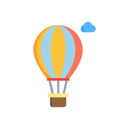 Hot air balloon icon in flat color style. Air transport air travelのイラスト素材