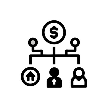 Financial management black icon, concept illustration, glyph symbol, vector flat sign.のイラスト素材