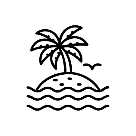 Tropical island line icon, concept illustration, outline symbol, vector sign, linear symbol.のイラスト素材