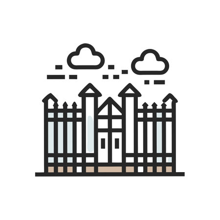 Fence line icon, outline vector sign, linear pictogram isolated on white. Symbol, illustrationのイラスト素材