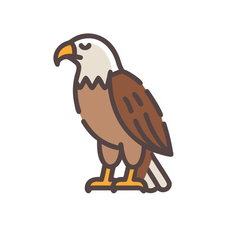 Bald eagle color icon. Isolated on white background. Vector illustration.のイラスト素材