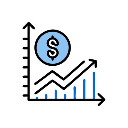 Dollar chart icon. High quality outline symbol for web design or mobile app. Thin line sign for design logo. Black outline pictogram on white backgroundのイラスト素材