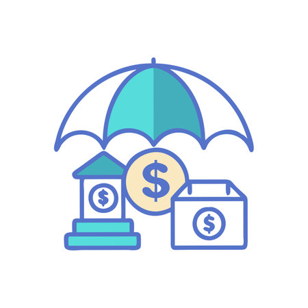 Insurance icon, vector illustration. Flat design style, blue color.のイラスト素材