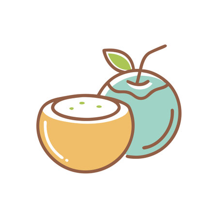 Vector illustration of two halves of an apple on a white background.のイラスト素材