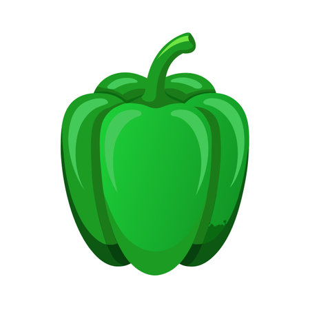Green bell pepper icon in cartoon style on a white background vector illustrationのイラスト素材