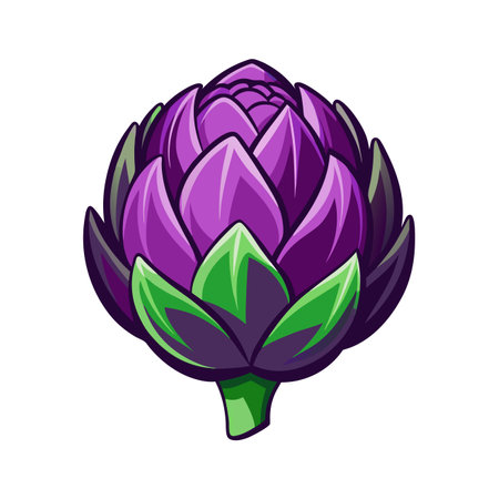 Purple artichoke isolated on white background. Vector illustration.のイラスト素材