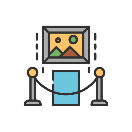Art gallery flat color line icon. Isolated on white background. Vector illustrationのイラスト素材