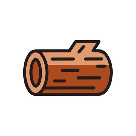 Wooden log icon. Vector illustration in outline style. Isolated on white background.のイラスト素材