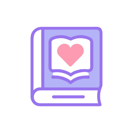 Book with heart icon. Flat design style eps 10 vector illustrationのイラスト素材