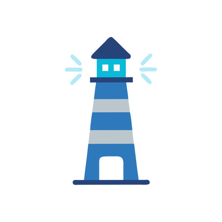 Lighthouse icon in flat color style. Beacon symbol for web designのイラスト素材