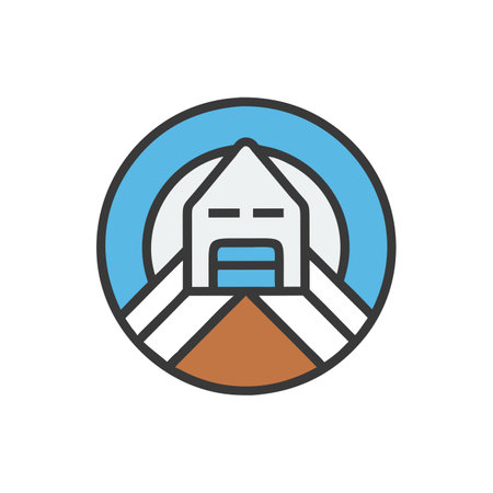 Farm icon in flat style. Barn vector illustration on white isolated background. Farm business concept.のイラスト素材