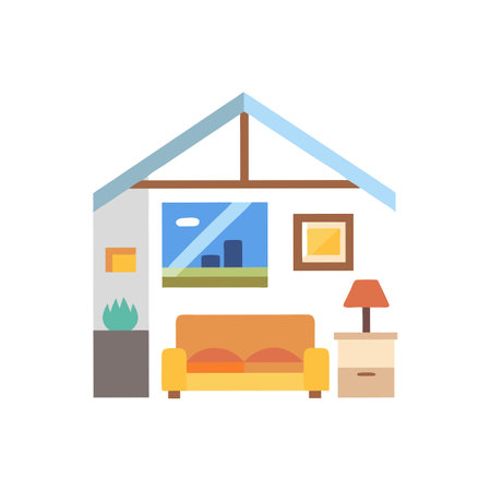 Living room flat color icon. Isolated vector illustration on white background.のイラスト素材