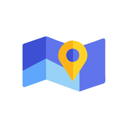Map icon in flat color style. Travel navigation route gps navigationのイラスト素材