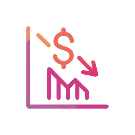 Dollar graph vector line icon, sign, illustration on white background.のイラスト素材