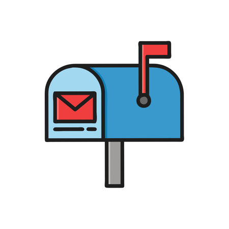 Mailbox flat color line icon. Vector illustration on white background.のイラスト素材