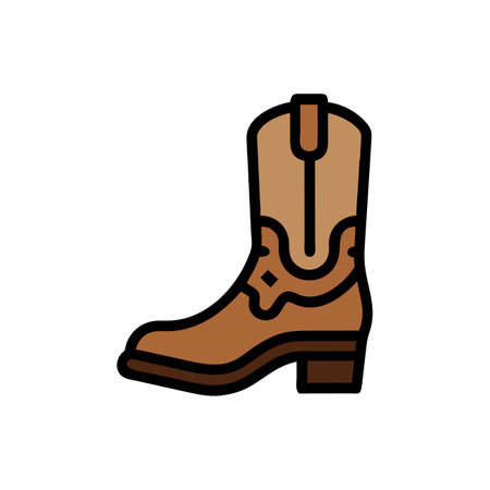 Cowboy boot vector illustration, filled flat sign, outline pictogram isolated on white.のイラスト素材
