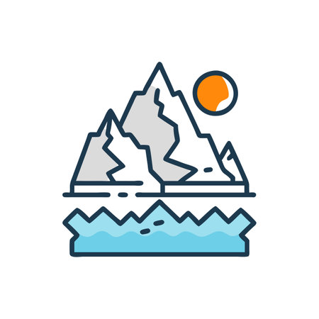 Mountains and sea flat line icon. Vector illustration, EPS 10.のイラスト素材