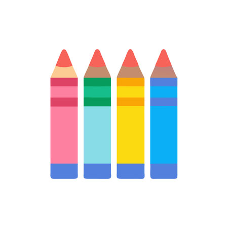 Crayons flat icon isolated on white background. Vector illustration.のイラスト素材