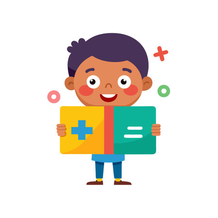 Cute little boy holding a first aid kit. Vector illustration.のイラスト素材