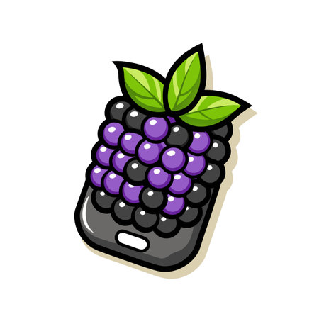 Blackberry fruit icon. Vector illustration of a blackberry with leaves.のイラスト素材