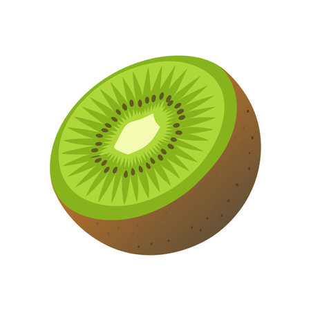 Kiwi fruit icon in isometric 3d style on a white backgroundのイラスト素材