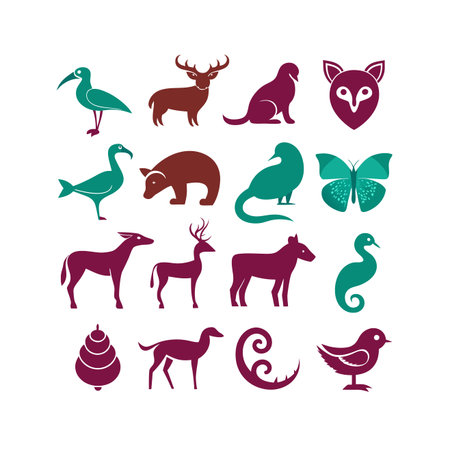 Set of animal icons. Vector illustration isolated on a white background.