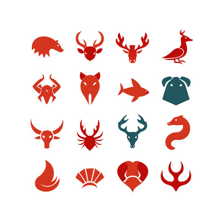 Set of flat icons on the theme of wild animals. Vector illustrationのイラスト素材