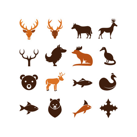 Set of animals icons. Vector illustration. Flat design style eps 10のイラスト素材