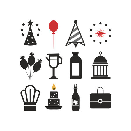 Party icons set. Flat illustration of 25 party vector icons for webのイラスト素材