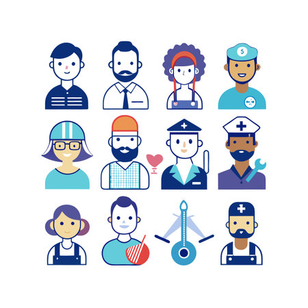 Set of people icons in flat style. Vector illustration for web design.