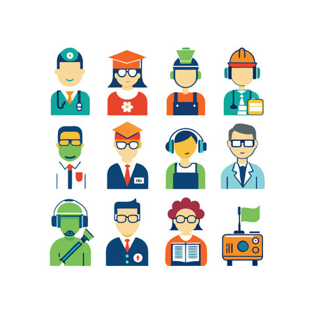 Flat icons set of different professions. Vector illustration in flat styleのイラスト素材