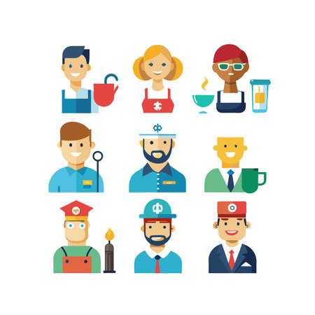 Set of flat icons of different professions. Vector illustration in a flat style.のイラスト素材
